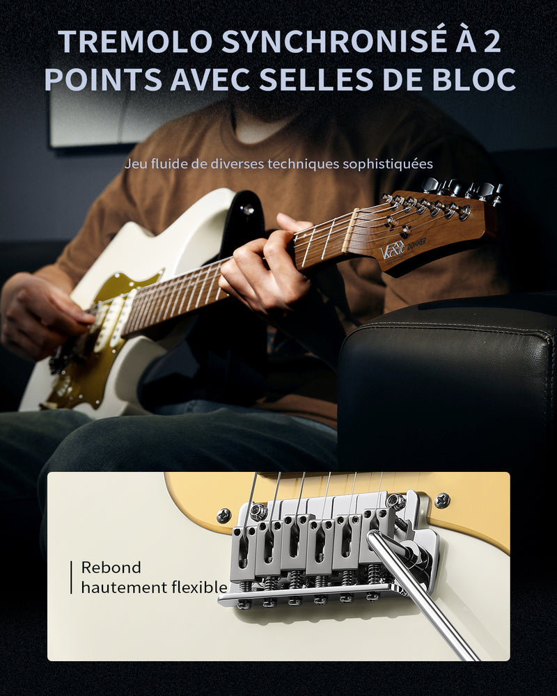 Guitare électrique double coupure Donner DST-550 de 39 pouces avec Pickup HSS en corps en épinette solide