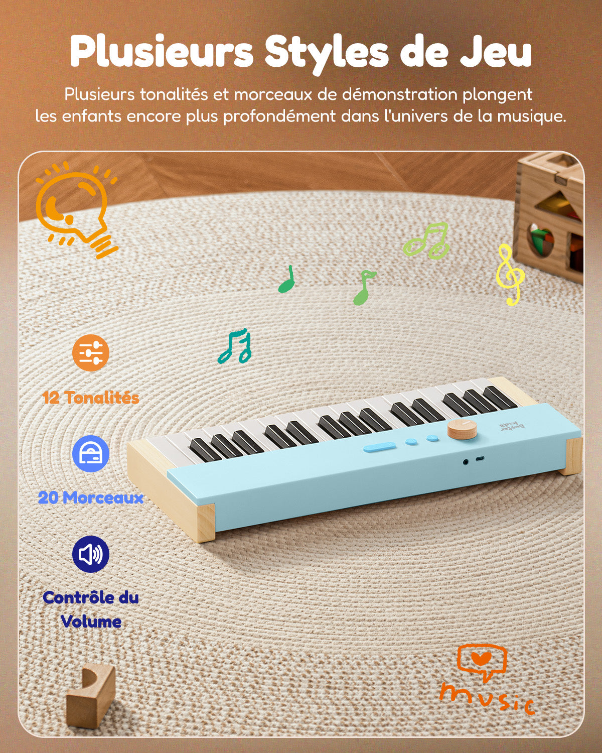 Eastar KIDO V-10 à 32 Touches Miniature Clavier Numérique-Bleu clair##