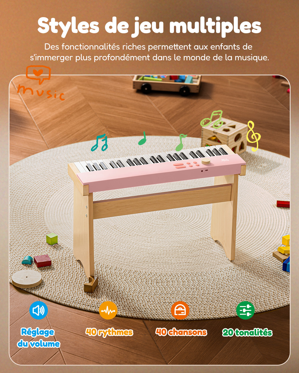Eastar KIDO Miniature Clavier Numérique-44 Touches avec Support Rose clair##