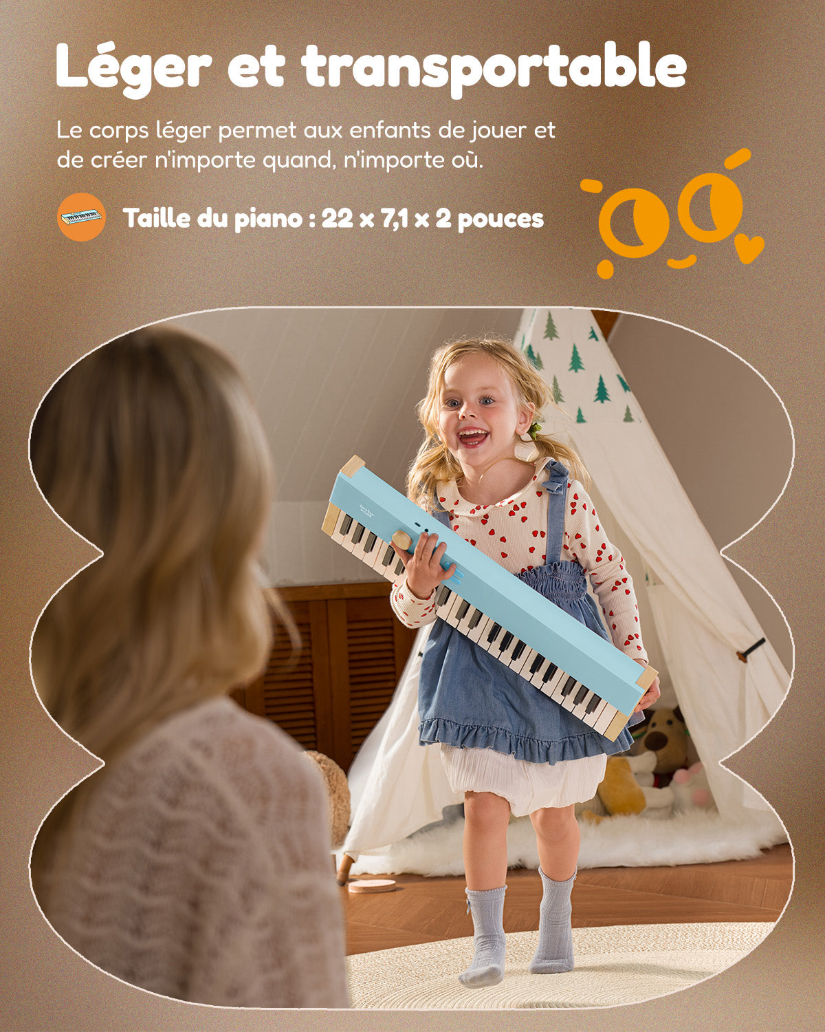 Eastar KIDO Miniature Clavier Numérique-44 Touches avec Support Bleu clair##