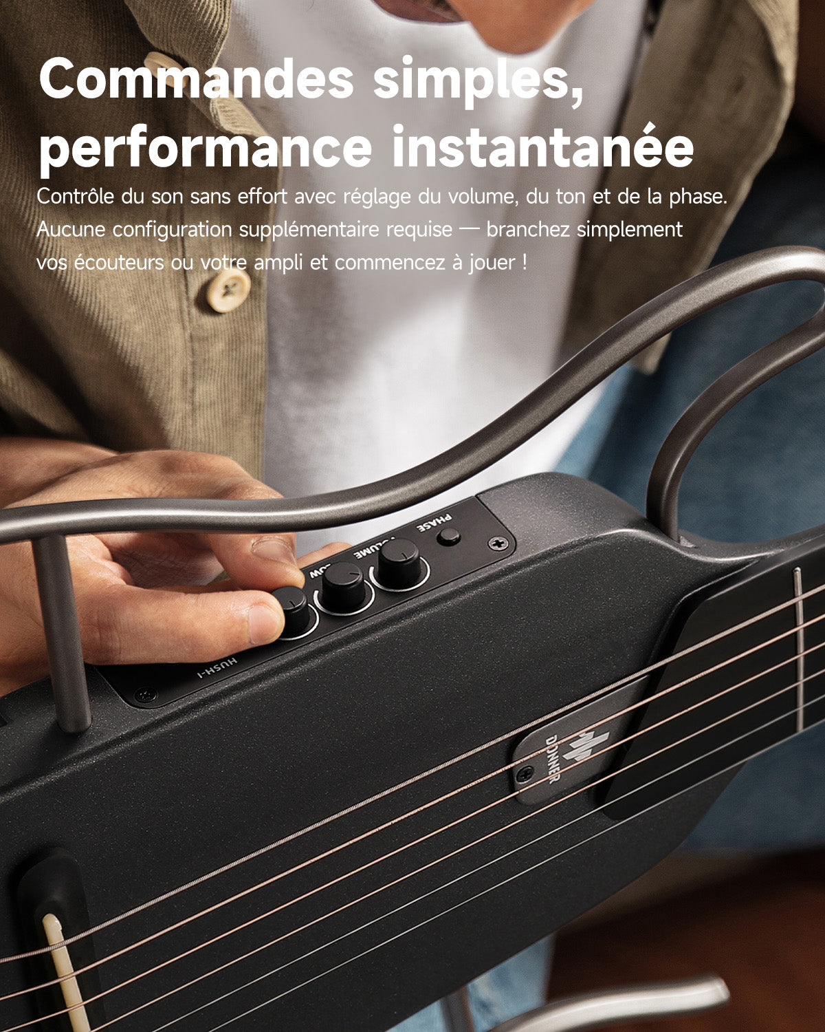 Donner HUSH™ I Guitare de Voyage Ultra-Légère-Noir##