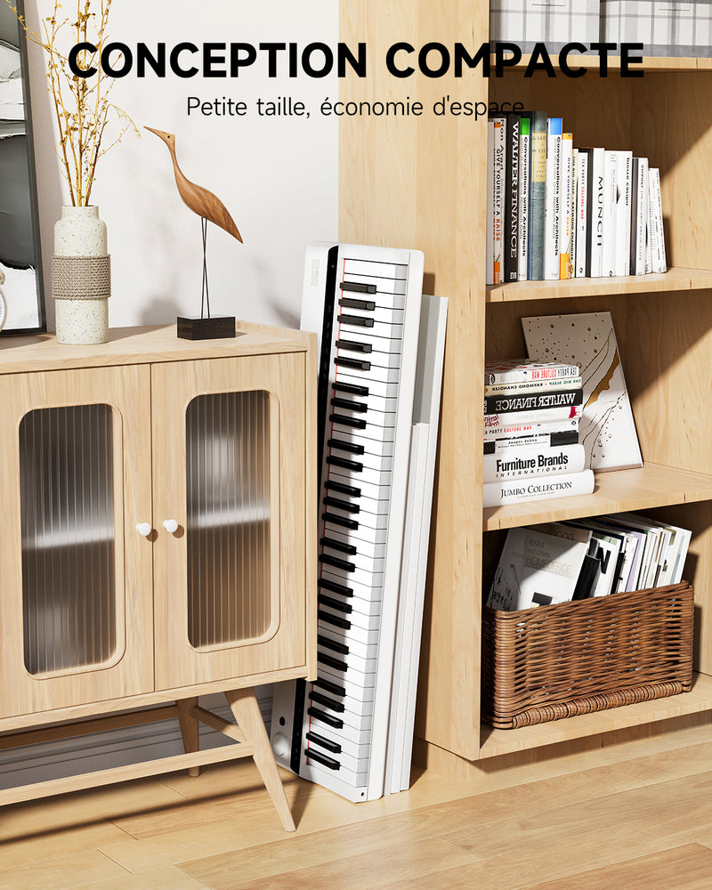 Donner Clavier électronique Piano 61 touches, indicateur lumineux Guidance Designed for Beginners, with Detachable Piano Stand, Music Stand, DK-10S Blanc