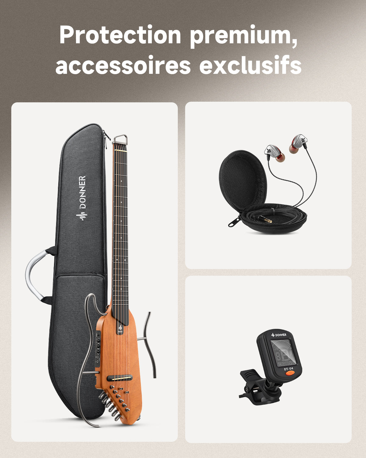 Donner HUSH™ I Guitare de Voyage Ultra-Légère-Acajou##