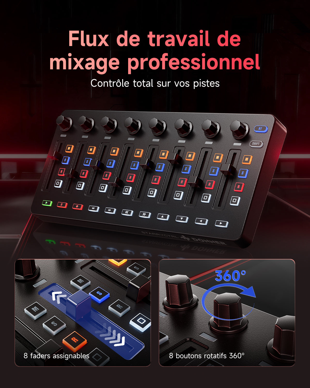 Donner Starrycrtl Contrôleur MIDI, Noir