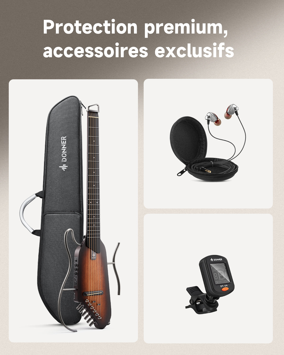 Donner HUSH™ I Guitare de Voyage Ultra-Légère-Sunburst##