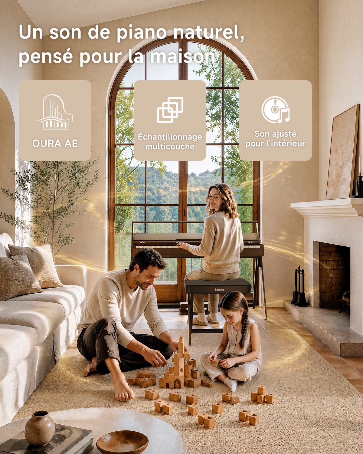 Donner OURA™ R300 Professionnel Piano Numérique-Gris-brun##