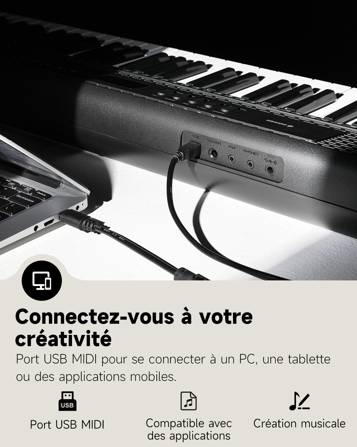 Donner DEK-60 Clavier Électronique 61 Touches