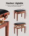 Banc de piano réglable en hauteur Donner, marron mat