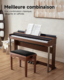 Banc de piano réglable en hauteur Donner, marron mat