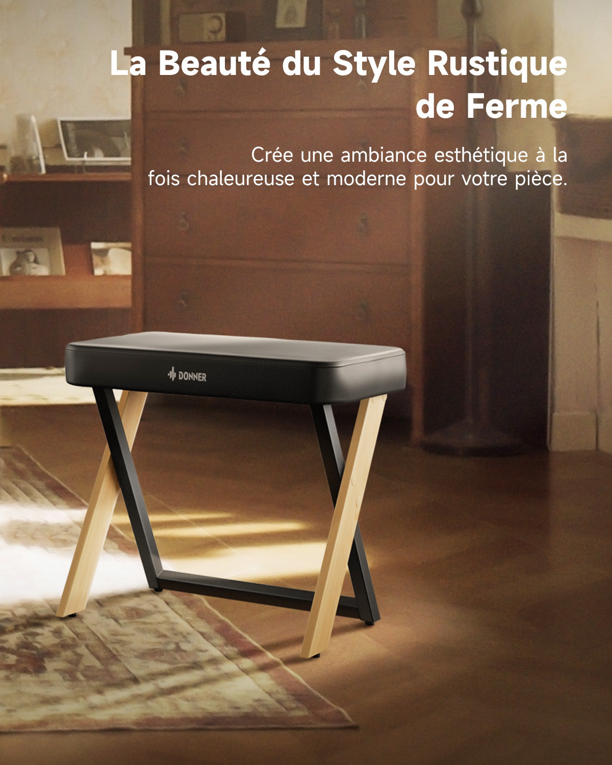 Donner DKB-300 Banquette Piano avec Coussin Épais-couleur bois clair##
