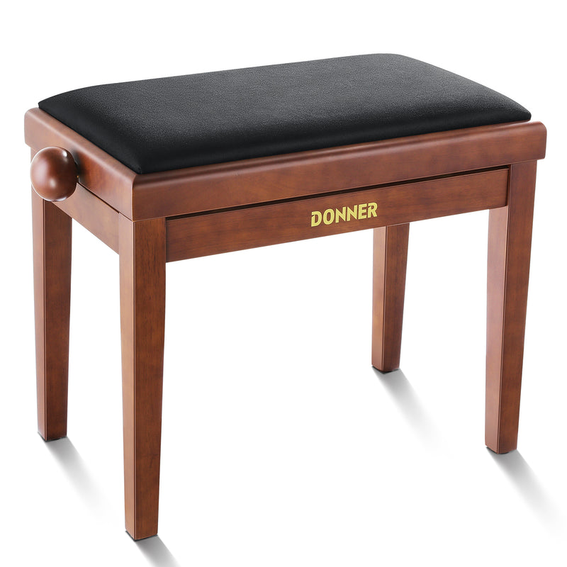 Banc de piano réglable en hauteur Donner, marron mat