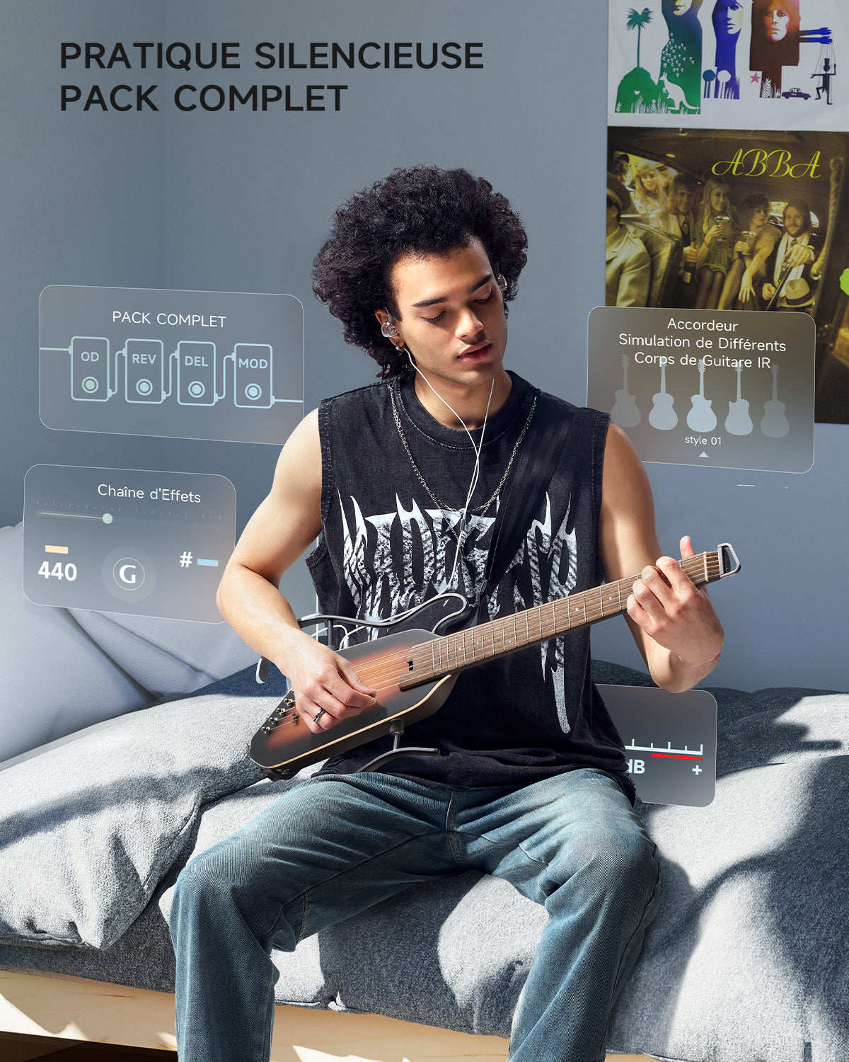 Donner HUSH™ I PRO Electro-Acoustique Guitare Voyageuse-Sunburst##