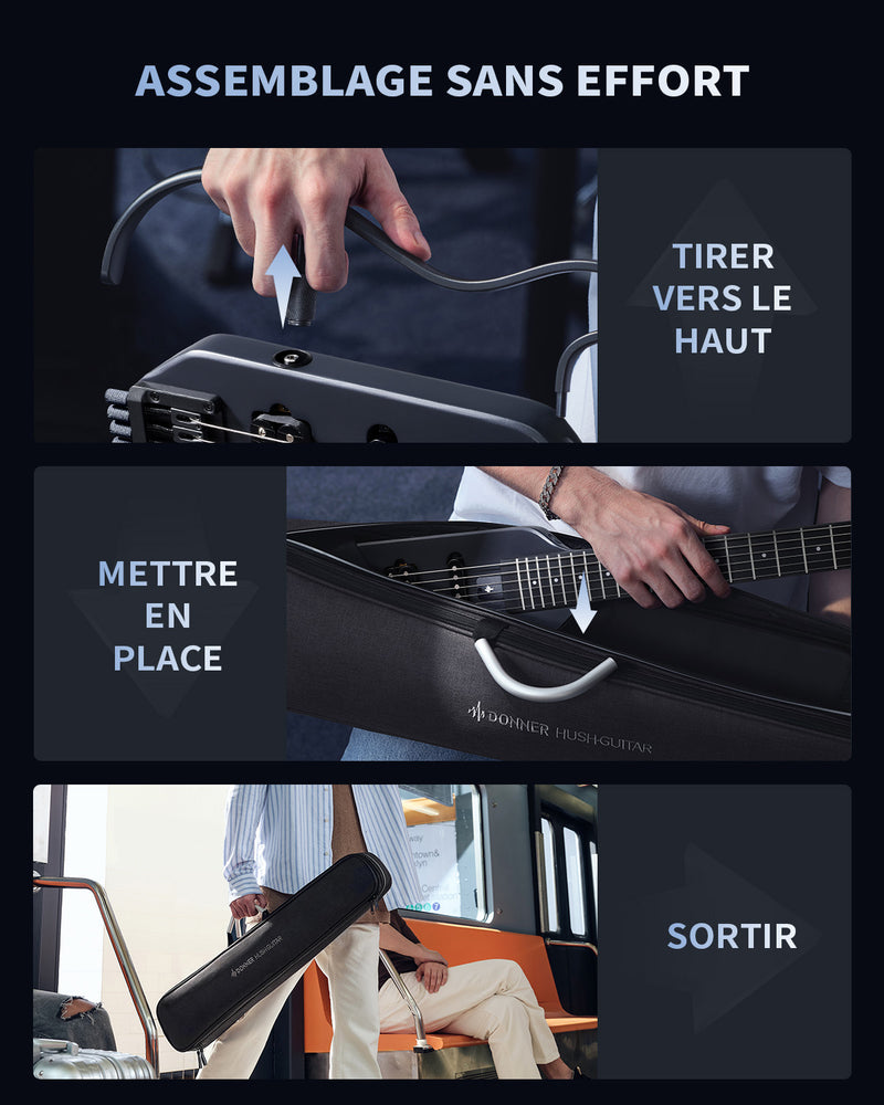 Donner HUSH-X Guitare électrique guitare de voyage ultra-légère