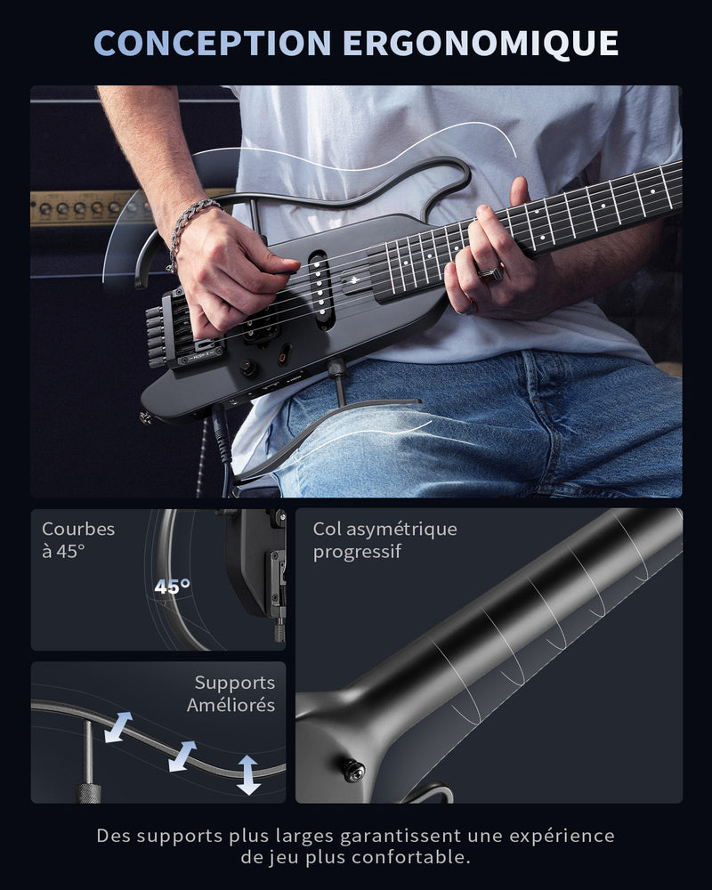 Donner HUSH-X Guitare électrique guitare de voyage ultra-légère