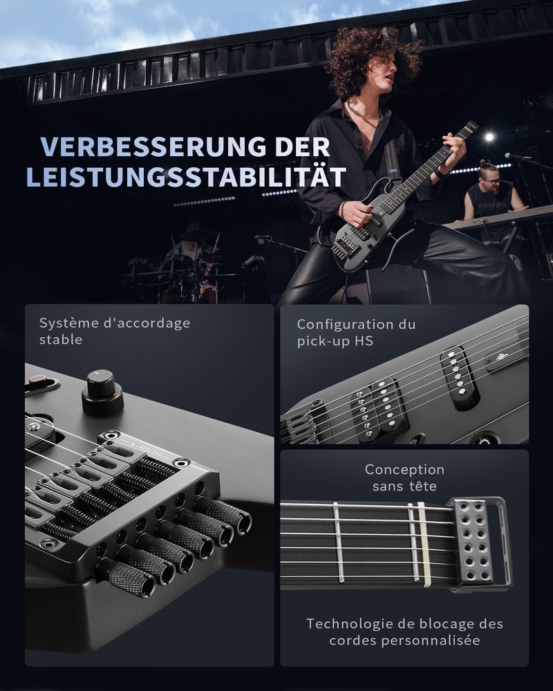 Donner HUSH-X Guitare électrique guitare de voyage ultra-légère