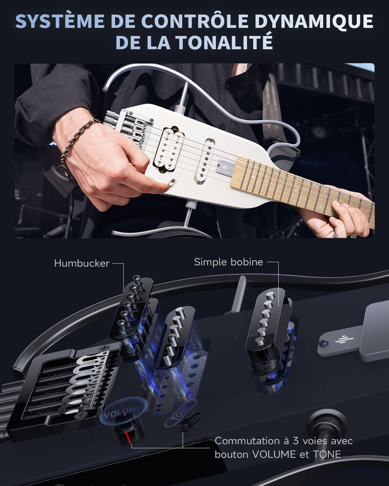 Donner HUSH-X Guitare électrique guitare de voyage ultra-légère