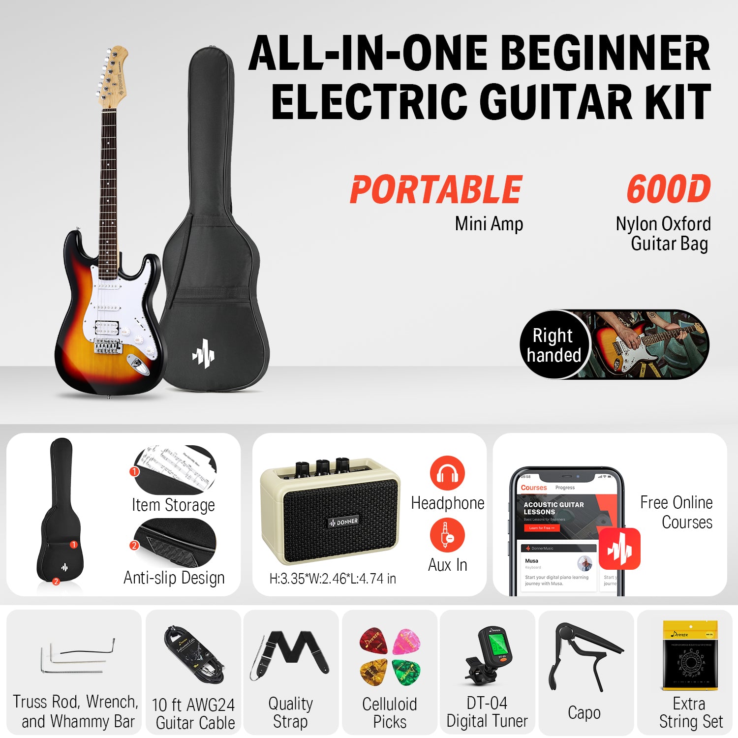 Donner DST-100 Débutant Guitare Électrique Kit