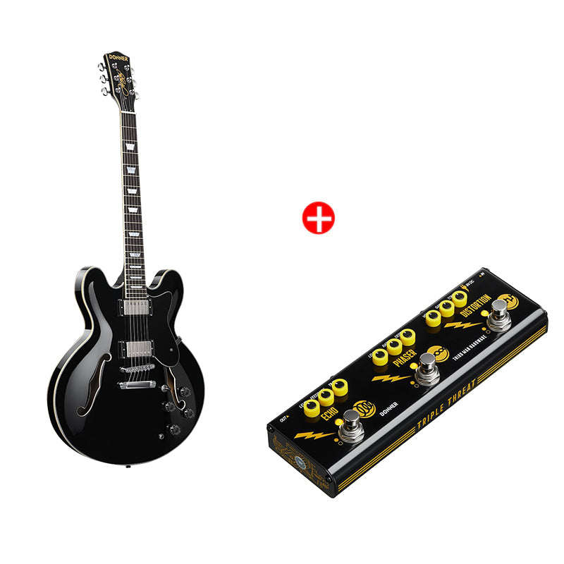 DJP-1000 Semi-Hollow Jazz Guitar with H-H Pickups and Coil