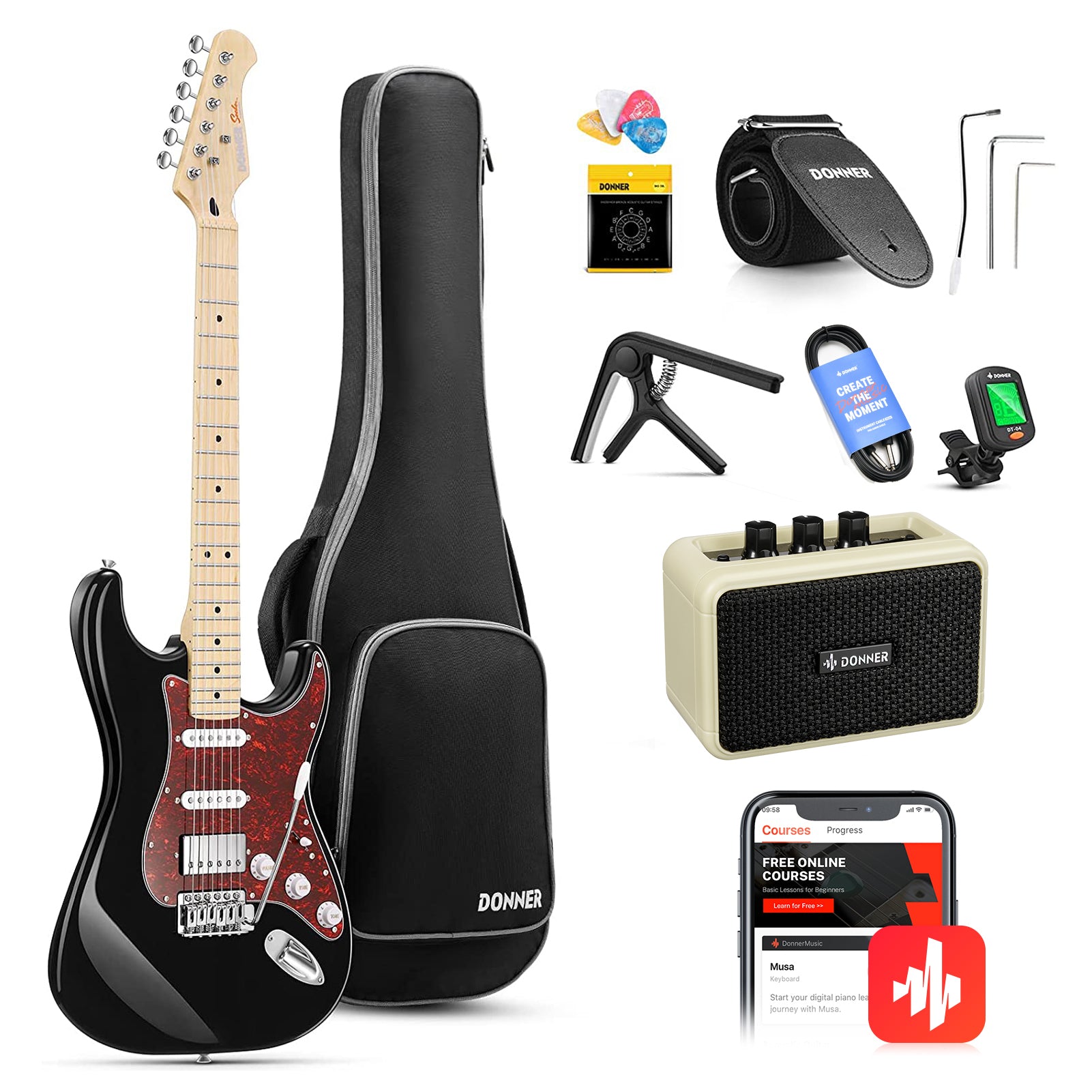 Donner DST-152 エレキギター HSSピックアップ　M2219 DST-152 Guitare Électrique avec Ampli et Housse | Micro HSS & Coil