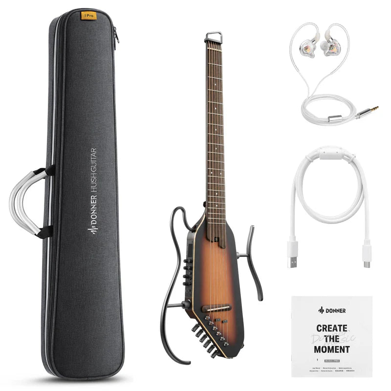Donner HUSH™ I PRO Electro-Acoustique Guitare Voyageuse-Sunburst##