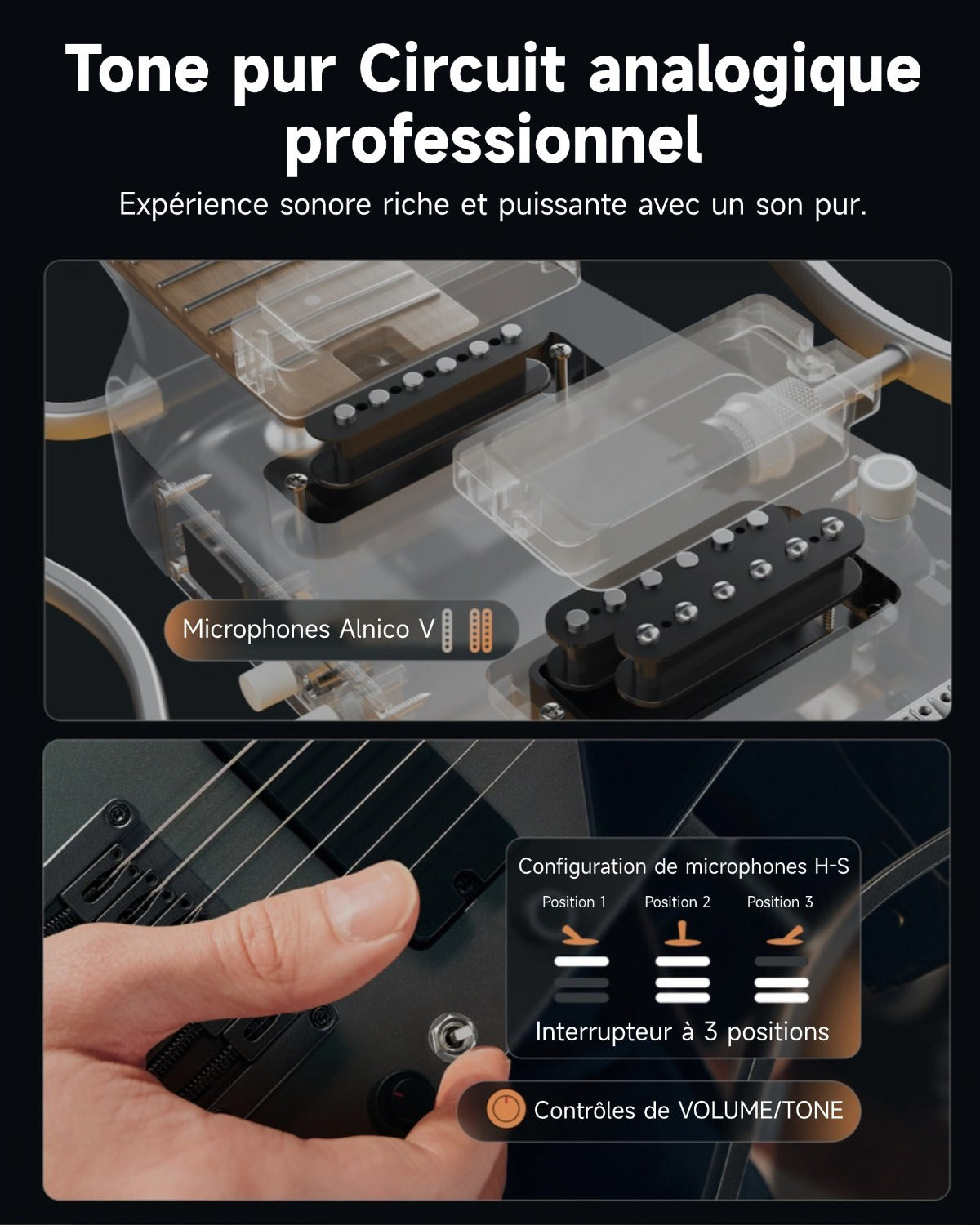 Donner HUSH X™ PRO Guitare Électrique-Noir Aurora##