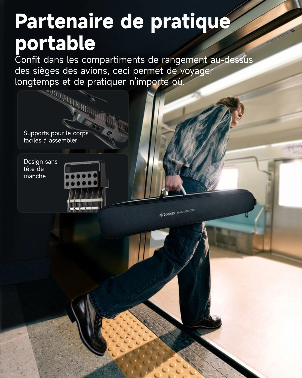 Donner HUSH X™ PRO Guitare Électrique-Noir Aurora##