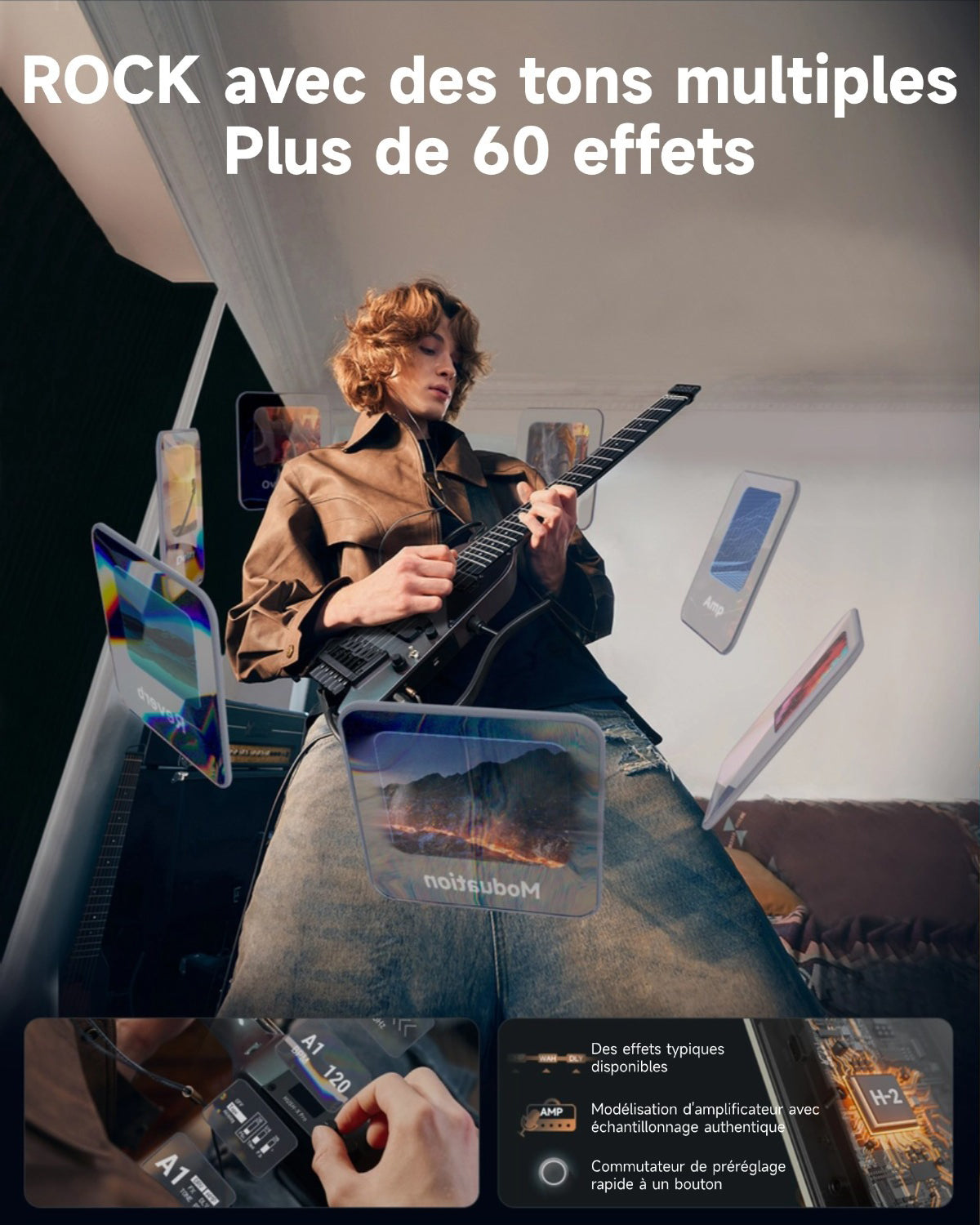 Donner HUSH X™ PRO Guitare Électrique-Noir Aurora##