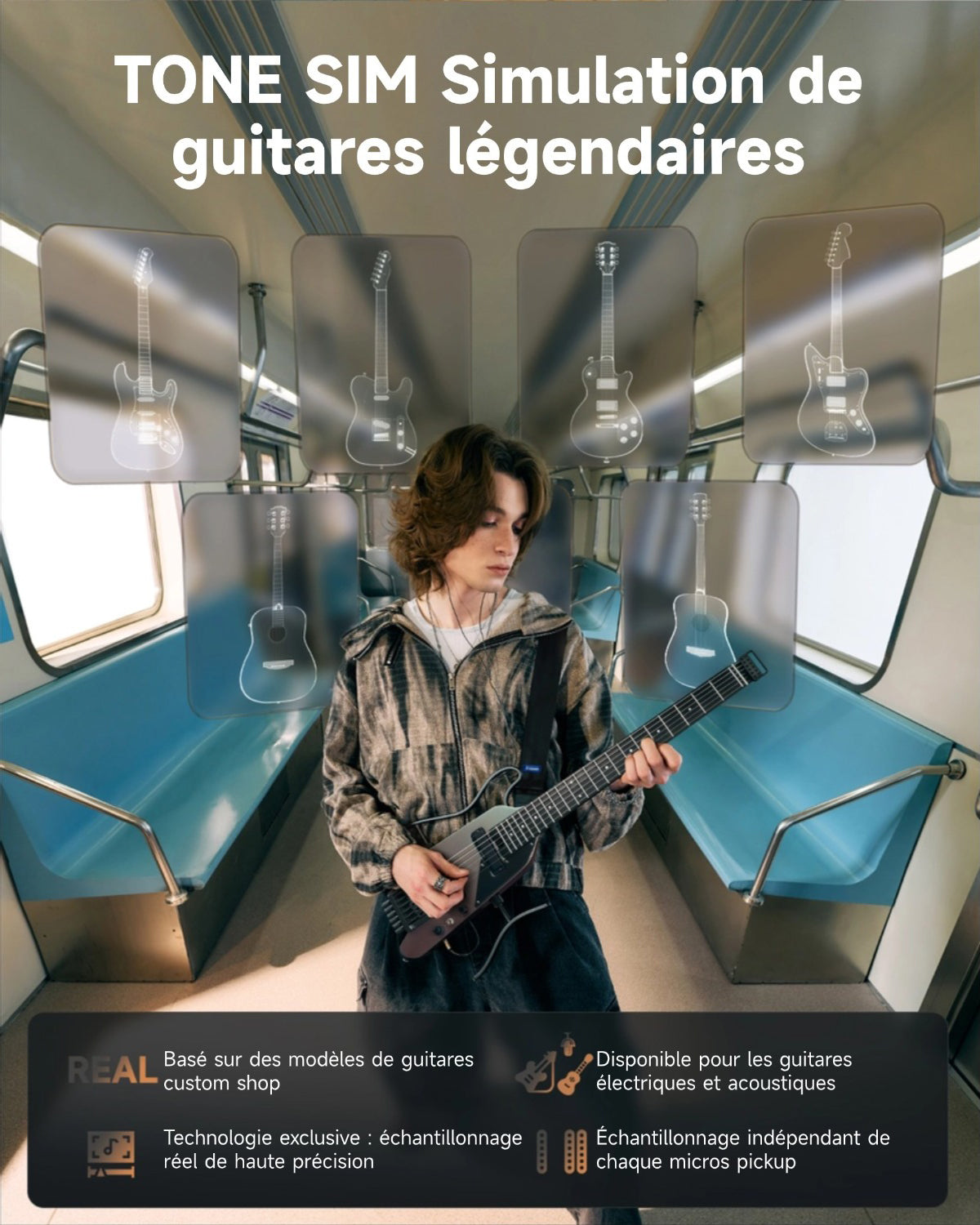 Donner HUSH X™ PRO Guitare Électrique-Noir Aurora##