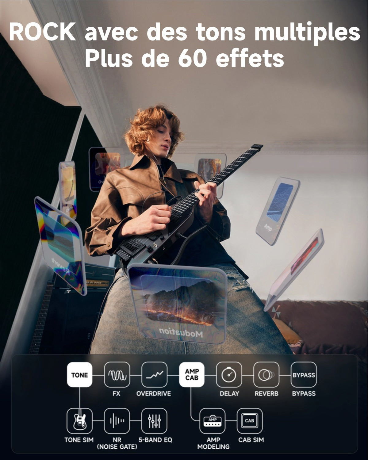 Donner HUSH X™ PRO Guitare Électrique-Noir Aurora##
