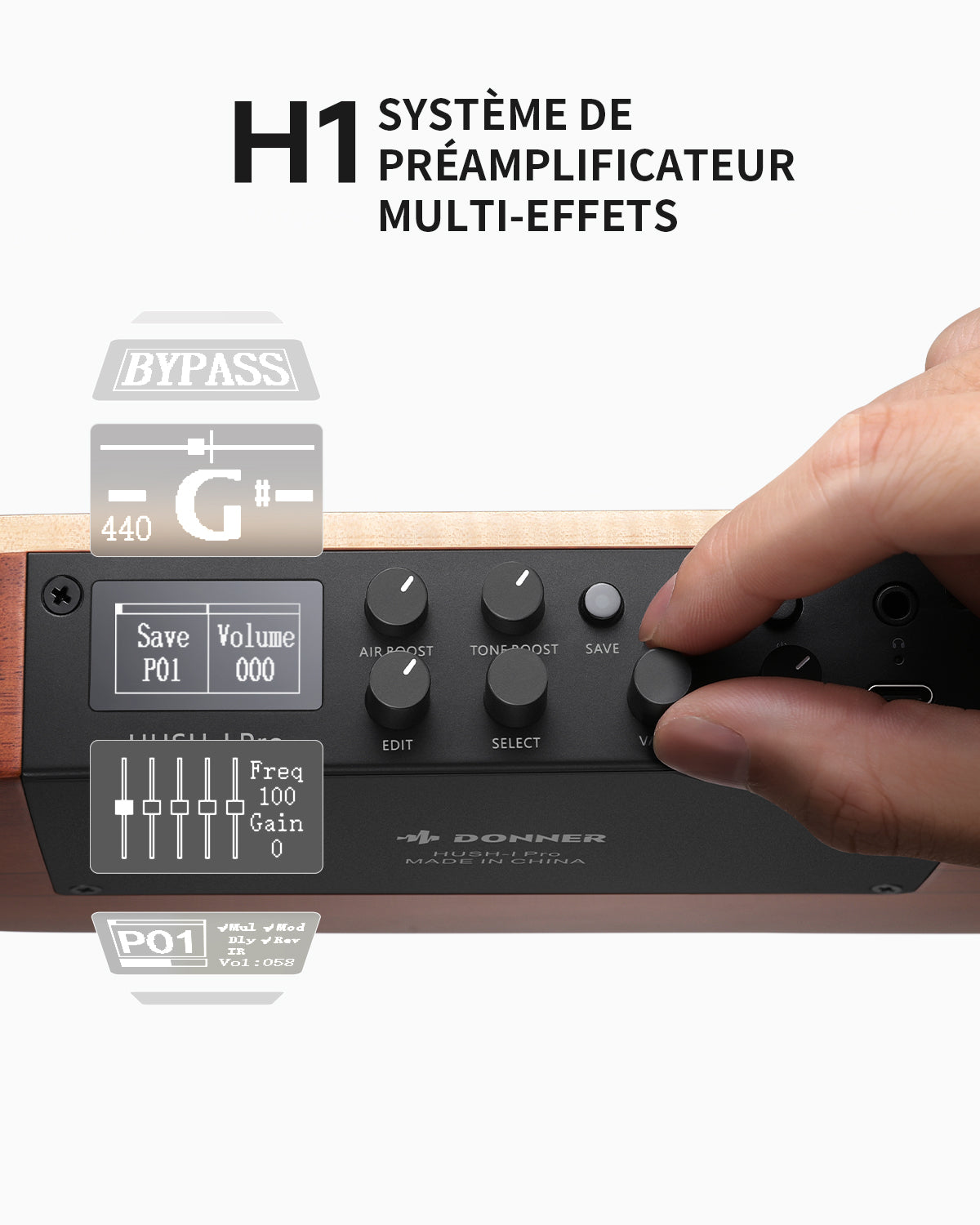 Donner HUSH™ I PRO Electro-Acoustique Guitare Voyageuse-Naturel##