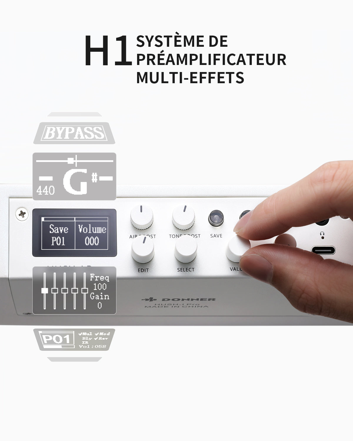 Donner HUSH™ I PRO Electro-Acoustique Guitare Voyageuse-Blanc##