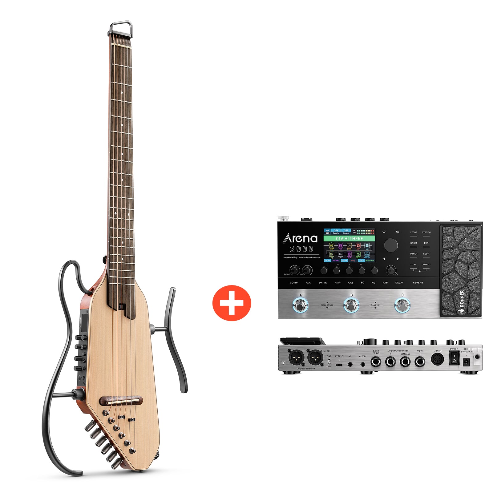 Donner HUSH™ I PRO Electro-Acoustique Guitare Voyageuse-Naturel##