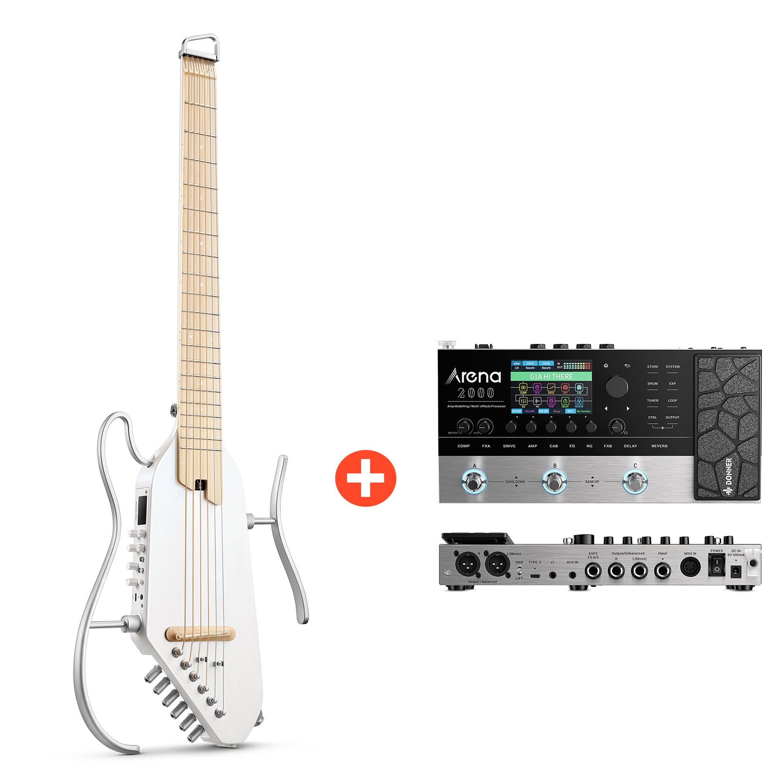 Donner HUSH™ I PRO Electro-Acoustique Guitare Voyageuse-Blanc##