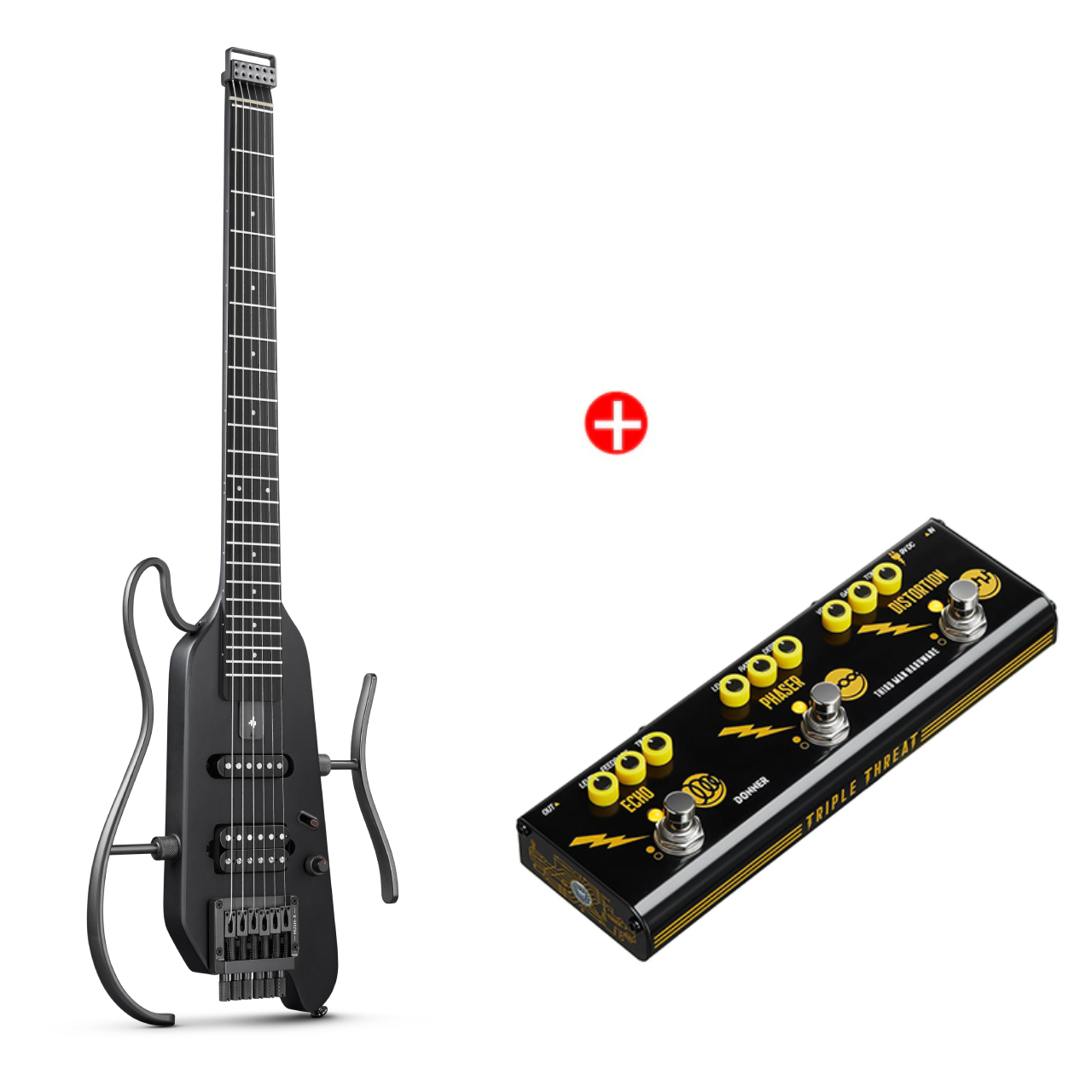 HUSH-X Headless Lightweight Travel Guitar for Silent Practice - Donner HUSH-X Headless Lightweight Travel Guitar for Silent Practice - Donner
