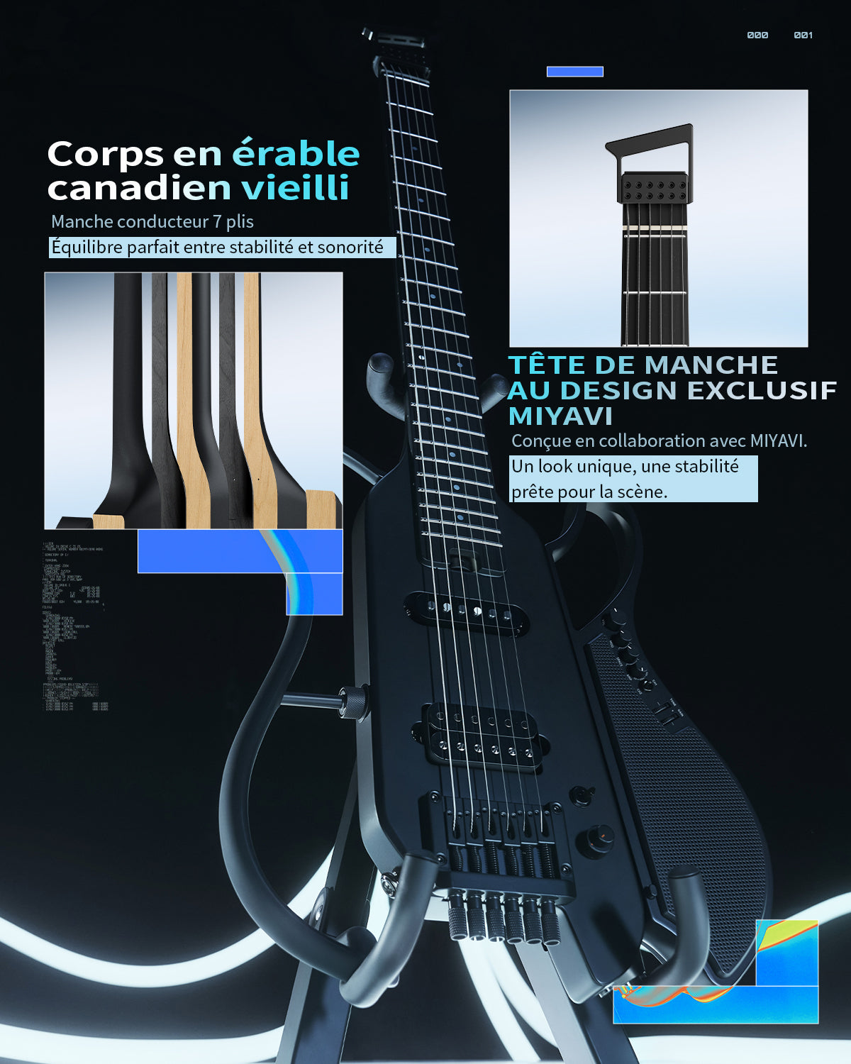 Donner HUSH X LIVE Guitare de voyage-Version MIYAVI##