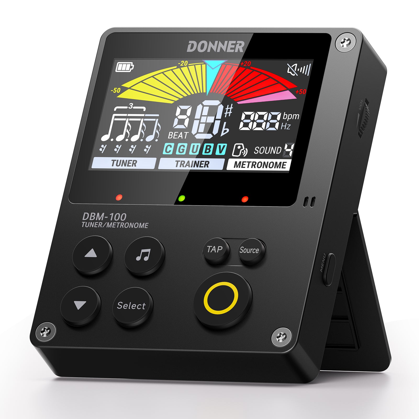 Donner DBM-100 Métronome Accordeur 3-en-1 Rechargeable-Noir##