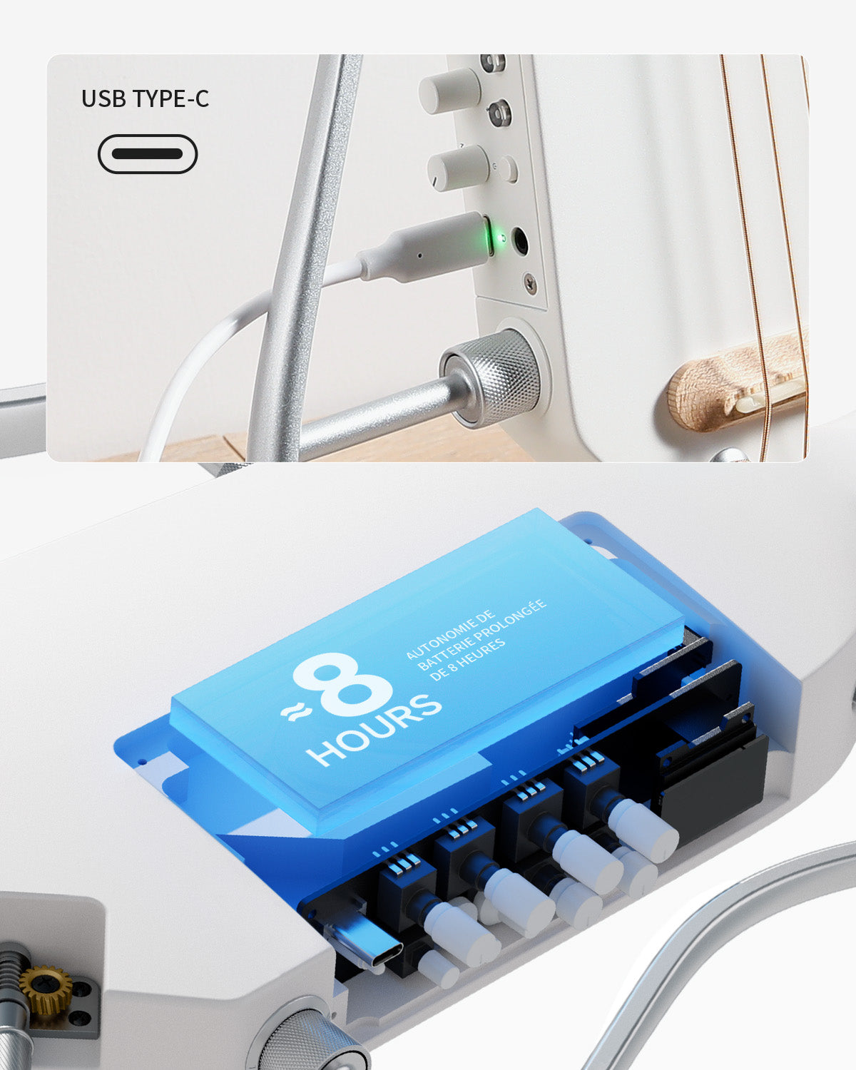 Donner HUSH™ I PRO Electro-Acoustique Guitare Voyageuse-Blanc##