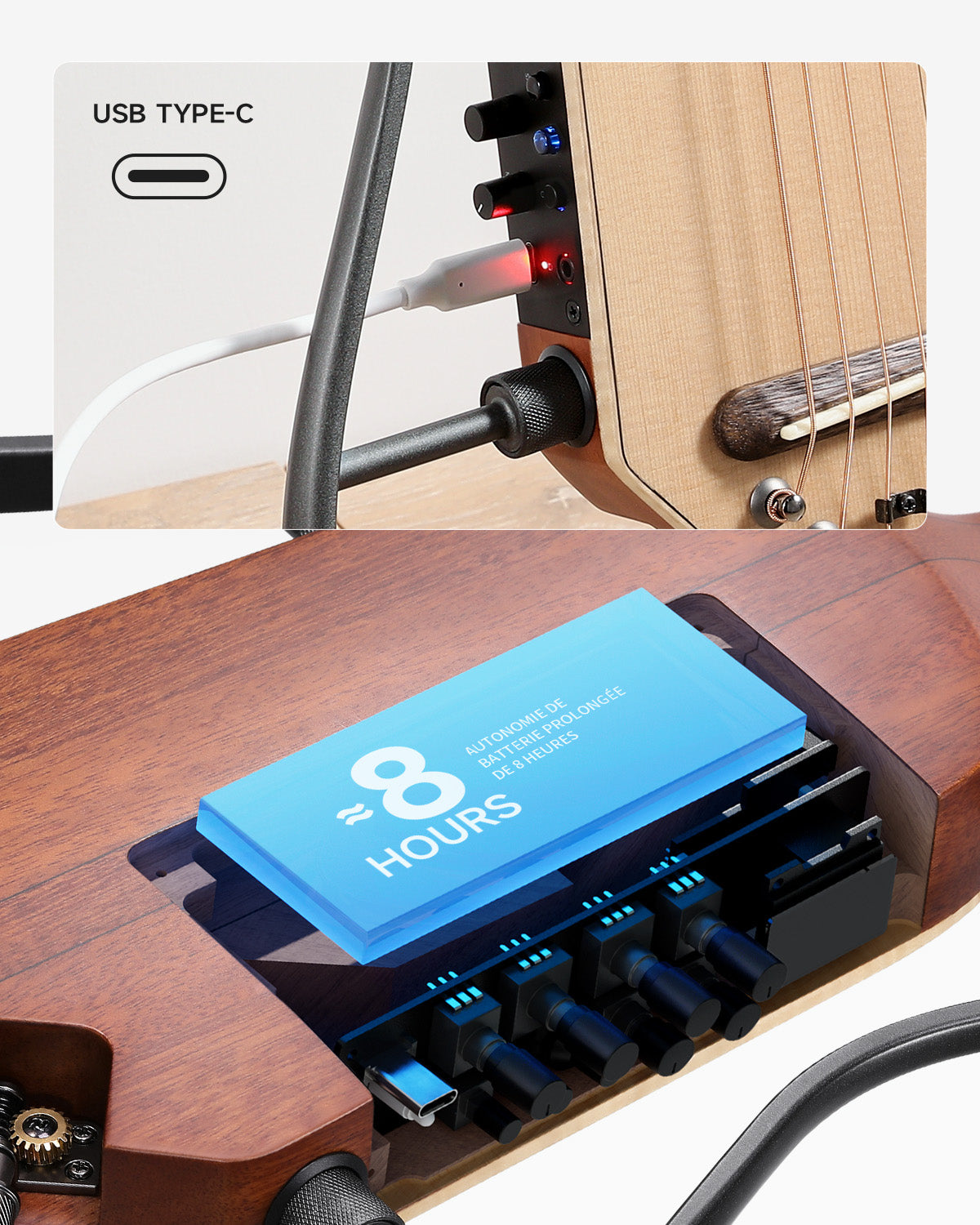 Donner HUSH™ I PRO Electro-Acoustique Guitare Voyageuse-Naturel##