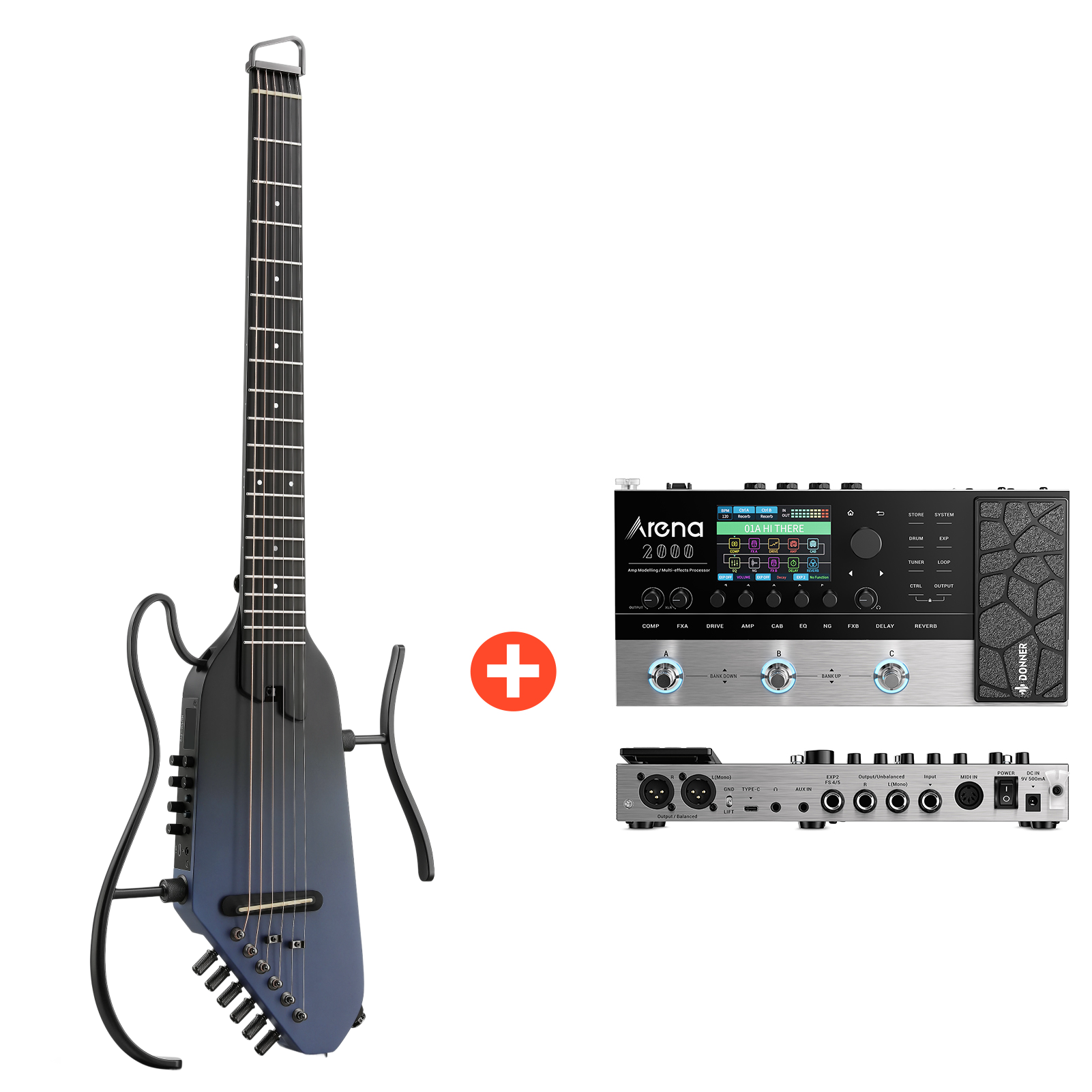 Donner HUSH™ I PRO Electro-Acoustique Guitare Voyageuse-Noir Space Fly##