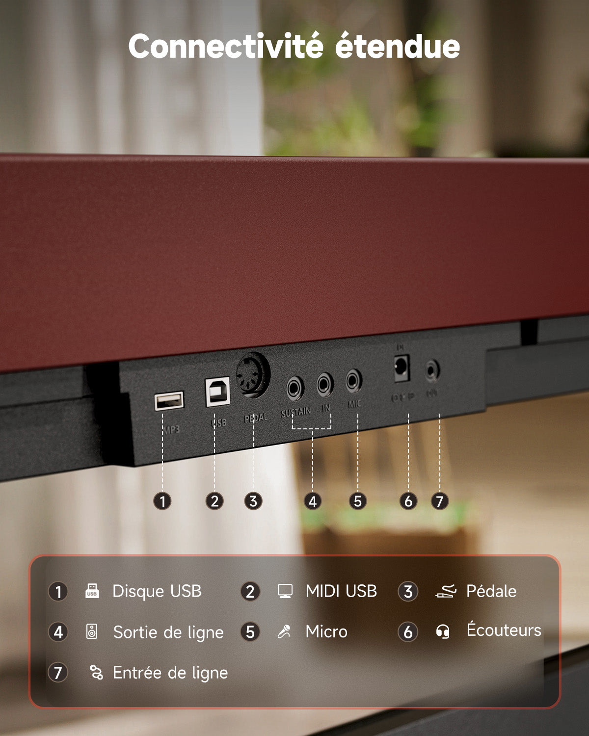Donner DEP-16S Piano numérique Avec Support en Bois (Rouge)