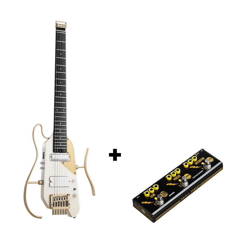 Donner HUSH X™ PRO Guitare Électrique-Blanc-Or##