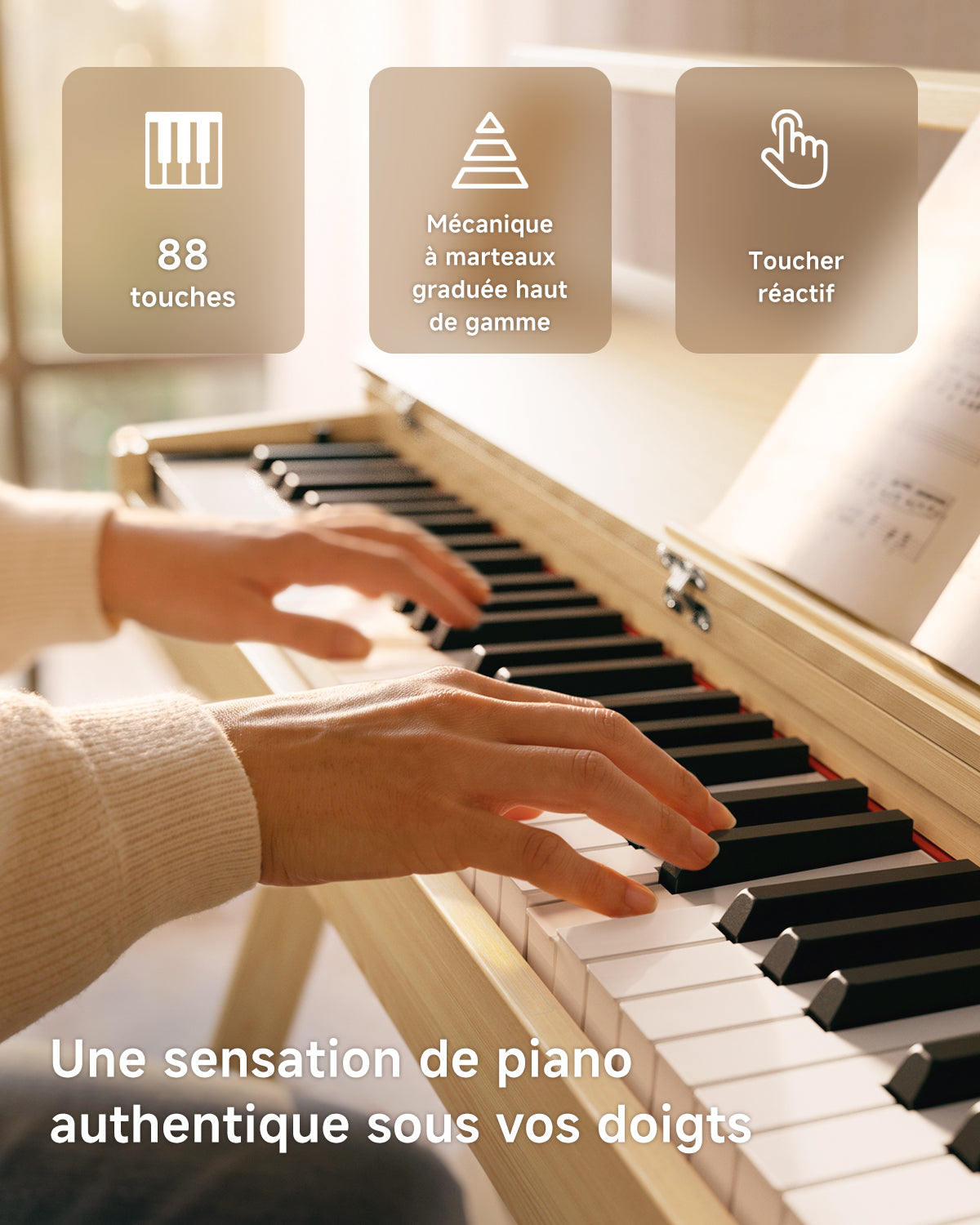 Donner OURA™ R300 Professionnel Piano Numérique-Bois clair##