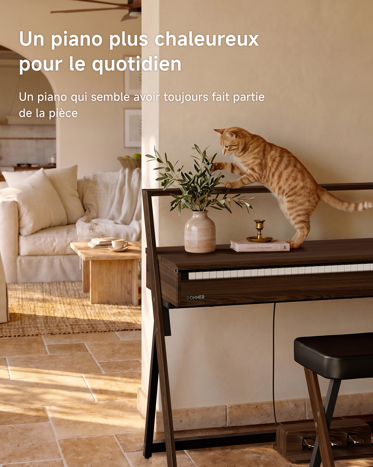 Donner OURA™ R300 Professionnel Piano Numérique-Gris-brun##