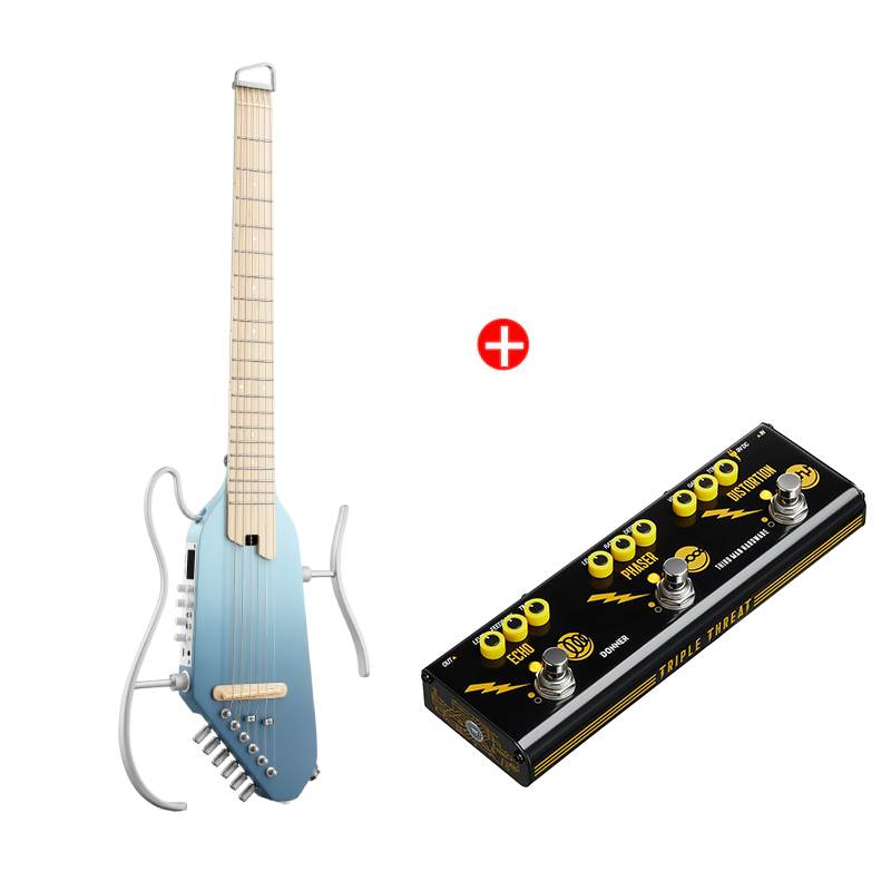 Donner HUSH™ I PRO Electro-Acoustique Guitare Voyageuse-Bleu Hawaï##
