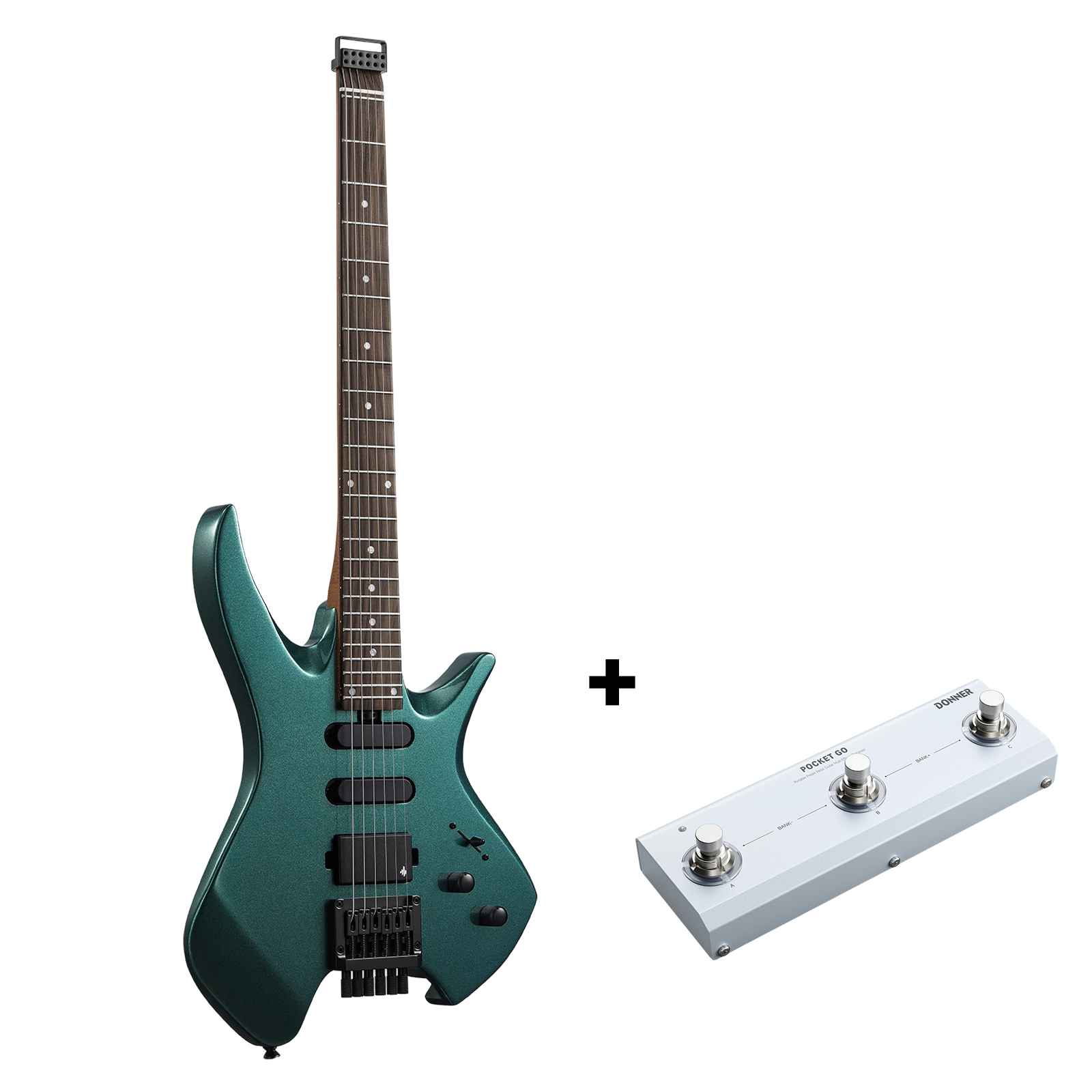 Donner HLX-500 Guitare Électrique Moderne Sans Tête-Sherwood Green##