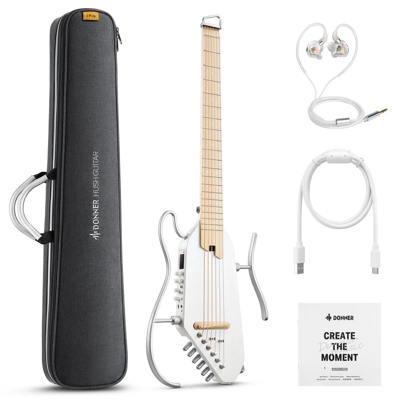 Donner HUSH™ I PRO Electro-Acoustique Guitare Voyageuse-Blanc##