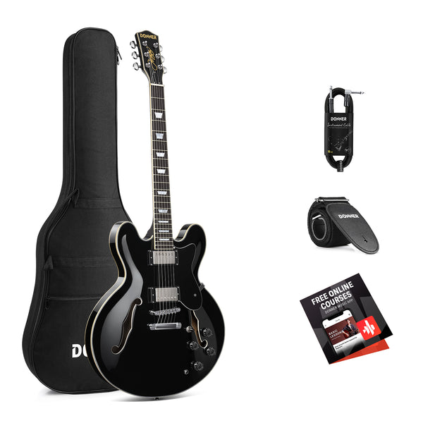 Donner DJP-1000 Guitare Jazz Électrique-Noir##